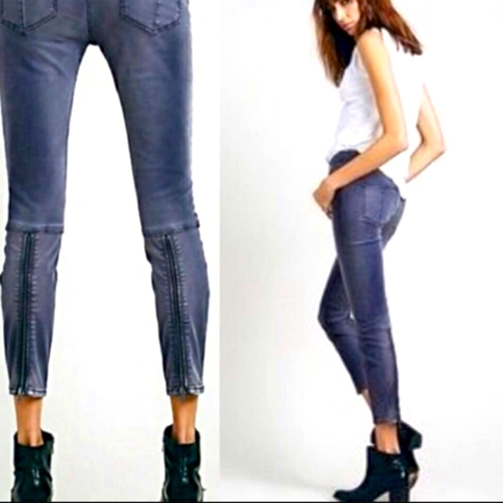 free people sateen suedes zip Moto jeans